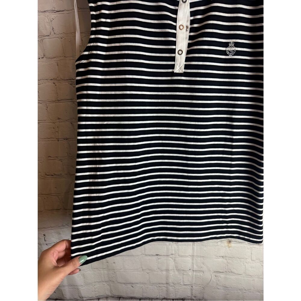 Lauren Ralph Lauren Black & White Striped Sleeveless Polo Top XL - Picture 4 of 9